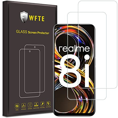 WFTE [2-Pack Protector de Pantalla para OPPO Realme 8i,9H Dureza,Huellas Dactilares Libre,Sin Burbujas,Cristal Templado Protector de Pantalla OPPO Realme 8i