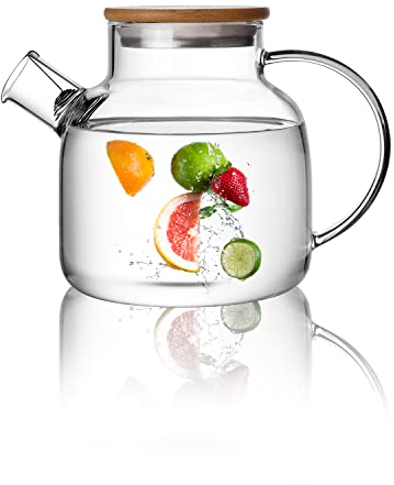CnGlass Teekanne Glas 1200ML/40,6OZ, Transparente Glasteekanne mit Siebeinsatz, Herdplattensichere Teekanne für lose Blätter und blühenden Tee, blühendes Tee Geschenk Set