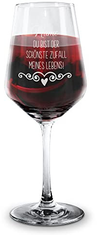 PR Print Royal Wein-Glas mit Gravur - Zufall meines Lebens - mit Name selbst gestalten - Rotwein-Glas graviert für Paare, Geschenk Valentinstag, Hochzeit, Weihnachten