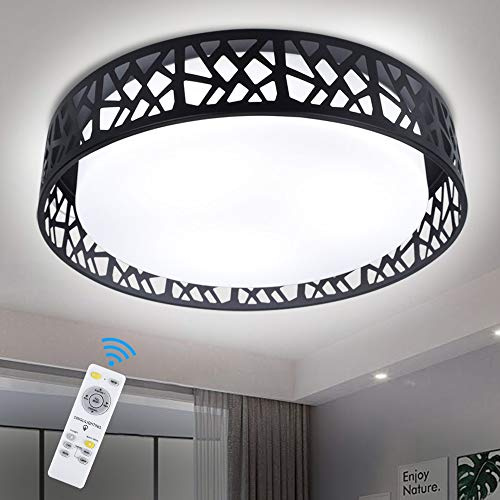 Depuley LED Deckenleuchte Dimmbar mit Fernbedienung, Schwarz 35W Deckenlampe Wohnzimmer mit Speicherfunktion, 3000K-6000K Farbtemperatur Deckenbeleuchtung für Schlafzimmer Küche Esszimmer Büro Halle