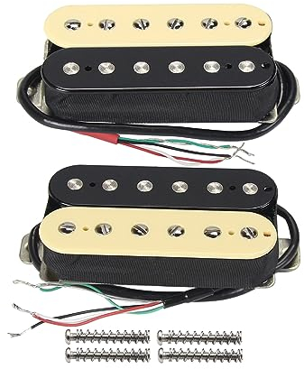 FLEOR Pickup Humbucker Alnico 2 HBA2 Chitarra elettrica Humbucker Set pickup al manico e al ponte, crema + nero