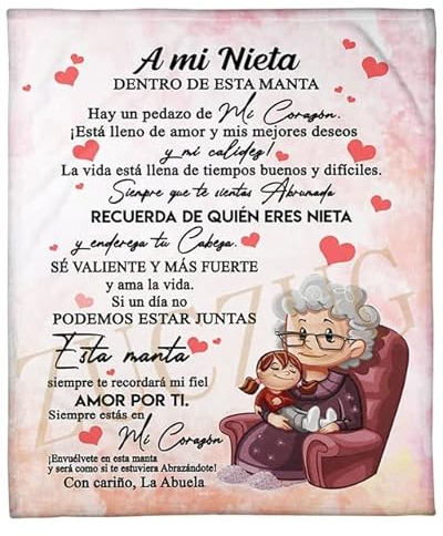 ZUCZUG Manta para Cama Personalizado Regalos para una Nieta Desde Abuela, Manta De Franela, El ánimo Y El Amor Positivos De Abuela para Mi Nieta