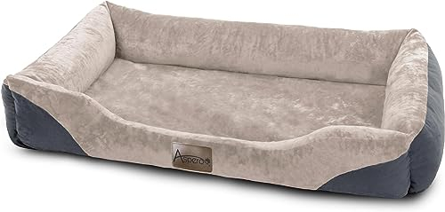 Hundebett Hundekissen für kleine, mittlgroße und große Hunde - waschbare Hundekörbchen mit hohem Rand 80x120, 70x100, 60x80, 40x50 Farbe Beige Größe 70 cm x 100 cm