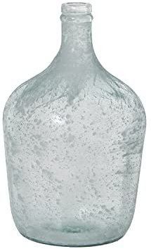 DRW Jarron de Vidrio Reciclado con Forma de garrafa de 4l en Blanco 18x30cm