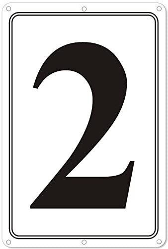 i-CowFun Premium Aluminum Number Signs 2, Metal 12 X 8 Numbered Signs Outdoor for Parking Lots, Floor, Dock, Court, Aisle, Field, High Visibility, No Fade, Weather-resistant