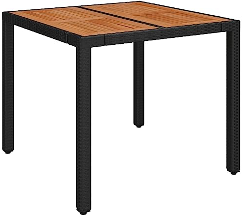 Revera Gartentisch Tischplatte aus schwarzem Holz 90x90x75cm Polyrattan