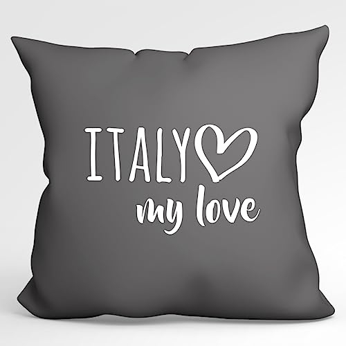 Huuraa Sofakissen Italy My Love Geschenk 40x40cm mit Füllung Steel Grey Baumwolle Italy Mitbringsel