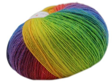 Tiuimk Langer Farbverlauf, Regenbogen-Wollgarn, weich und bunt, zum Stricken und Häkeln, 50 g Knäuel
