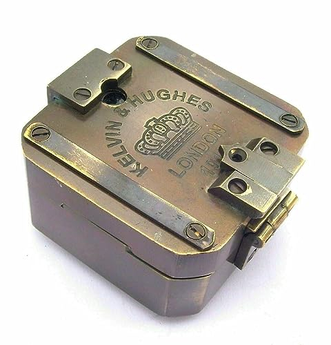 WORLD KING MART Kelvin & Hughes Natural Sine Brunton 1917 Kompass Messing Bergbau Kompasse Messing Taschenkompass Outdoor Navigationswerkzeuge (6,3 cm L x 6,3 cm B)