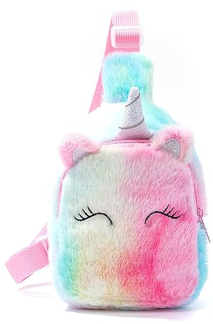 Einhorn Bauchtasche für Kinder, Kleine Umhängetasche Plüsch Sling Bag Reisetasche Brusttasche für Outdoor Reisen Wandern Geschenke