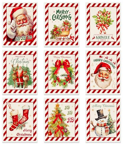 Layhit 9 Pieces Christmas Swedish Kitchen Table Dishcloths Christmas Dish Towels Christmas Dish Cloths Reusable Absorbent Cleaning Cloth for Kitchen Bathroom Wedding Xmas Party Housewarming Office