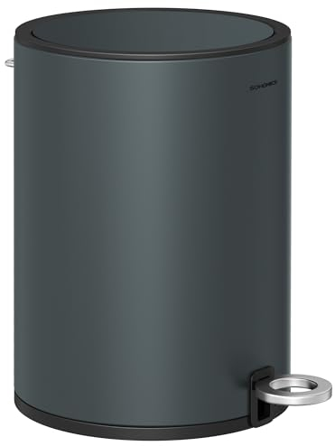 SONGMICS Kosmetikeimer, 3 Liter, Mülleimer Bad, kleiner Abfalleimer mit Deckel, Softclose, herausnehmbarer Inneneimer aus Kunststoff, für Badezimmer, Büro, Stahl, grüngrau LTB011G02