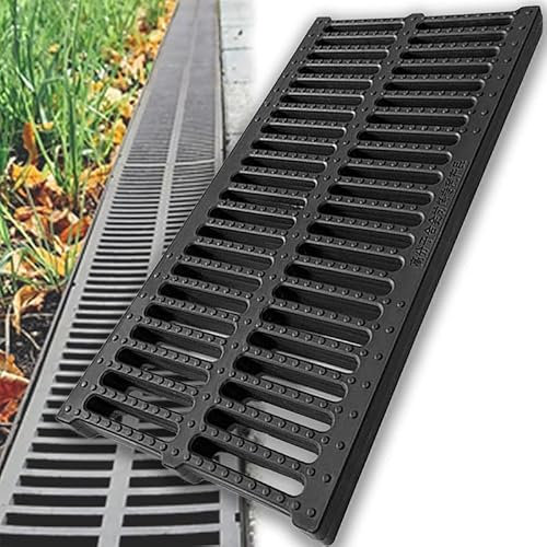 Caniveau Exterieur Grille De Drainage Grille Caniveau Systèmes De Drainage Caniveau Terrasse Caniveau Extérieur Système De Drainage Pour Terrasse Piscine Jardin Garage Jardin Grilles (50x20x2cm)