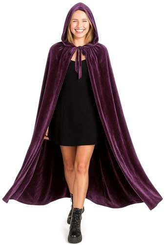 various Costume da vampiro per Halloween con cappuccio medievale in velluto per feste di carnevale e Halloween, mantello per adulti, unisex, donna e uomo