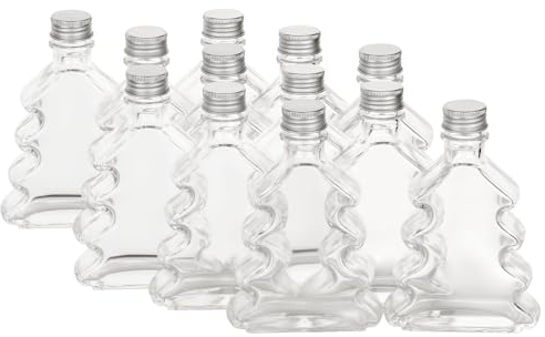6x Tannenbaum Flaschen 200ml - leere Flaschen zum befüllen Weihnachten Likörflaschen kleine Glasflaschen Weihnachtsflaschen Likör