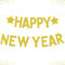 ALEGRE® Silvester Deko 2025 Girlande, Happy New Year Deko, Gold Glitzer Neujahrsdeko Banner, Neujahr Silvesterdeko für Dekoration
