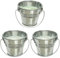 Citronella Kerze 6cm 3er Set im Metalleimer mit Henkel - Outdoor Duftkerze für Garten Balkon Camping Draußen - kleine Gartenkerze aus Wachs mit Citronellaöl - Eimerkerze Silber