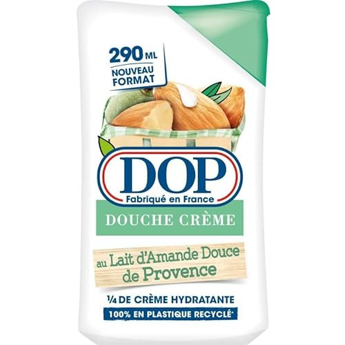 DOP Douche Crème au Lait d'Amande Douce de Provence - 290 ml | Hydratation Gourmande et Douceur pour la Peau | Gel Douche et Bain - Le Lot De 4