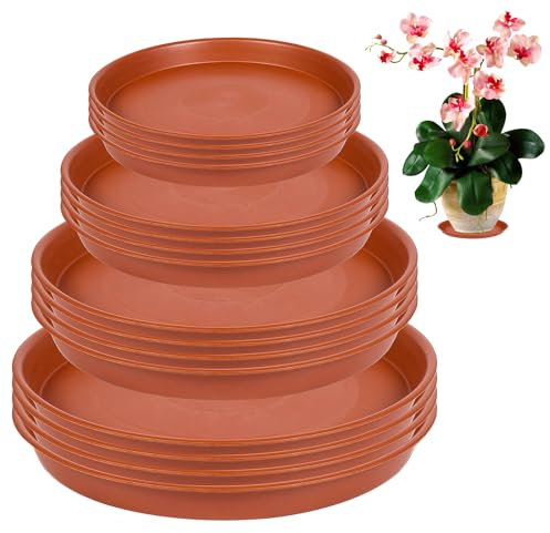ZHXGO 16 Pezzi Sottovasi per Piante, 11.4/15/17.7/20.7cm Plastica Sottovasi Piante, Vassoi per Vasi per Piante, Sottovasi Plastica Rotondi Adatto per Giardini, Cortili e Balconi