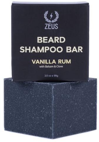ZEUS Beard Wash Bar for Men, All‑Natural Hydrating Cleanser (Vanilla Rum)