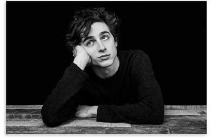 QEWSAR Timothee Chalamet Schwarz-Weiß-Poster-Bild, Druck, Leinwand, Wandmalerei, Kunstdekoration, moderne Wohnkunstwerke, Geschenkidee, 20 x 30 cm
