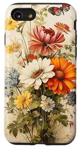 iPhone SE (2020) / 7 / 8 Vintage Pressed Flowers Butterflies Floral Boho Wildflowers Case