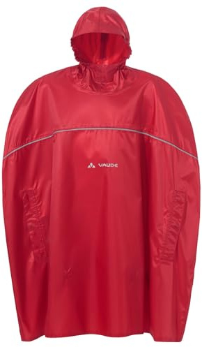 VAUDE Kinder Regenponcho für Radfahren, Wandern, Schule Kids Grody Poncho II, wind- und wasserdicht, atmungsaktiv, red, 134