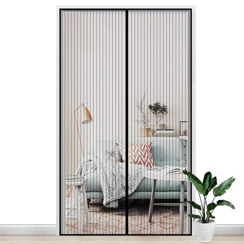Gimars 160x230cm Mosquitera Puerta Magnética Puerta de Malla Súperfina Cerradera Automática Cortina Mosquitera Puerta con Imanes Contra Insectos Mosquitos para Puerta de Balcón Patio Sala,Negra