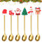 HOWAF Weihnachtslöffel Set，6er Edelstahl Löffel Weihnachten mit Weihnachtsanhänger, Kaffeelöffel Weihnachten Teelöffel, Rührlöffel, Dessertlöffel für Weihnachtsbesteck, (Gold)