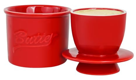 MSJGA Mantequera para mostrador con agua, mantequilla francesa para mantequilla untable de cerámica con tapa para encimera, soporte para contenedor de mantequilla, decoración de cocina del hogar