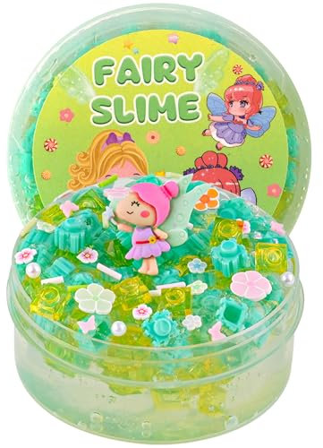 Grün & Gelb Block Bead Slime, Clear Slime für Kinder, Schleim-Party Geschenke, Sensorisches Schleim Spielzeug, Ostern, Halloween, Weihnachten, Geschenk für Mädchen und Jungen