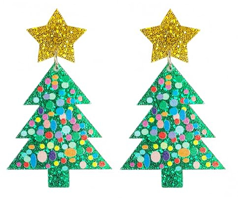 RIXERKOC Ohrringe Weihnachten für Damen Acryl Weihnachtsbaum Ohrringe Xmas Tropfen Baumeln Ohrring Weihnachten Schmuck Geschenk für Frauen Mädchen