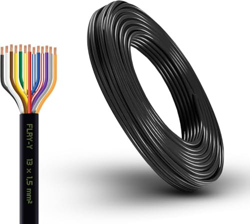 AUTOLIGHT 24 Fahrzeugkabel KFZ Kabel 13x1,5 mm² Fahrzeugleitung Rundkabel 13 poliges Kabel Anhänger KFZ PKW Boot 13 polig Anhängerkabel mehradrig (5 Meter)