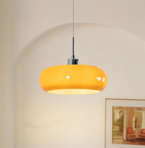 SXYSXYSXY Nordic Glas Pendelleuchte Französischer Stil Modern Esszimmerlampe Hängelampe Vintage Schlafzimmer Nachttisch Hängeleuchte Kreatives Design E27 Wohnzimmer 28CM,Orange