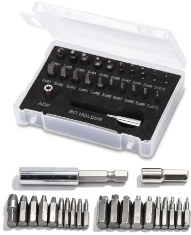 22 Stück Beschädigter Schraubenausdreher, HSS Gebrochene Schrauben Entferner Extraktor Kit mit 6,35 mm Bithalter für Beschädigte Schrauben Gebrochene Schrauben Rostiges