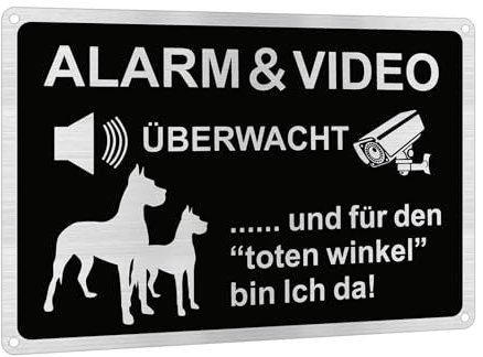 1 Stück Videoüberwachung Schild Set 20x30cm Aluminium Privatgrundstück Videoüberwacht Schilder Achtung Hund Schild Warnung vor dem Hund Schilder für Zuhause Outdoor
