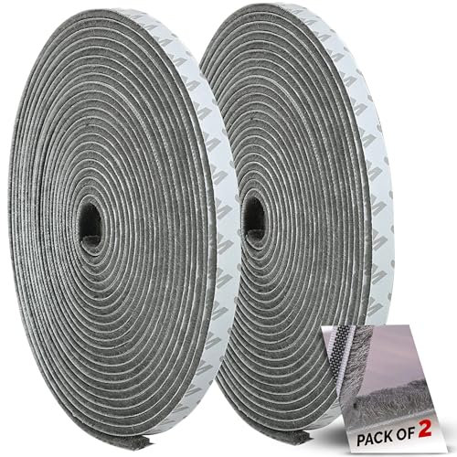 My DIY Draft Excluder for Door 2 Pack - 10M Self Adhesive Draught Excluder for Doors & Windows Brush Seal - 5mm x 9mmx 10m Air Stopper Draught Excluder Strip - Sound & Dustproof Energy-Saving Seal