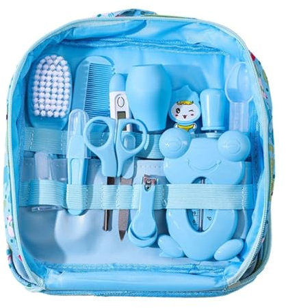 Set soin bébé nouveau-né - Kit hygiène trousse de toilette bébé nouveau-né avec peigne bébé, coupe-ongles pour bébé, voyage et utilisation quotidienne. Pack d'accessoires pour bébé Newborn.Cadeau: sac