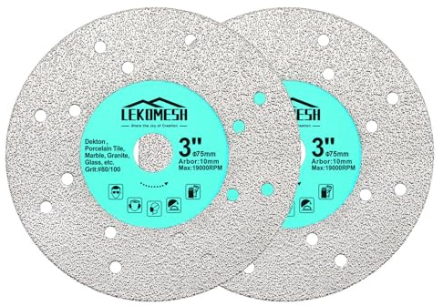 LEKOMESH Steinplatten Schleifscheibe Diamantscheibe 75MM - Glasschneidescheibe (2 Stück) Granit-Trennblatt Diamant-Schleifscheibe für Steinplatten Stein Fliesen Marmor Granit Glas Diamant-Sägeblätter