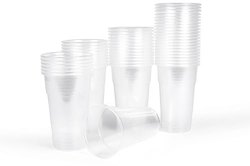 Inoverse 50 Stück Plastikbecher Trinkbecher, 0,4 L Transparent Ausschankbecher, Partybecher Kunststoff, Plastik Becher, Partygeschirr, Bierbecher, Wasserbecher