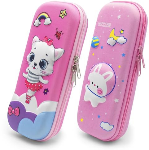 HTRTRR - Lot de 2 Pots à Crayons 3D spécialement conçus pour Les Enfants et Les Filles, avec Motif de Lapins dans Un Jardin, Ensemble d'articles Scolaires, Fournitures Scolaires.