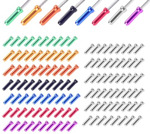 Bike Cable End Caps 120pcs Brake Cable Ends 8 Color Bike Brake Cables Caps for Road Bikes Mountain Bikes Wire End Cap Shifter Crimp Cables Ends
