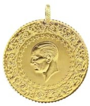Generisch Ceyrek Altin Türkische Goldmünze Atatürk Ceyrek Münze Mit Nadel und Schleife (Nazar)