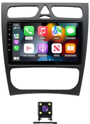 Ysimee Android 14 Autoradio pour Mercedes Benz CLK W209 W203 W208 W46 2003-2009 avec Carplay sans Fil Android Auto, Écran Tactile Étanche de 9 Pouces avec BT GPS WiFi Mirror Link FM/RDS EQ SWC