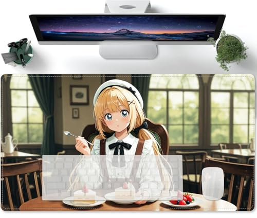 Gaming Mouse Mat Anime Patterns XL Desk Pad, Laptop Keyboard Mat, Non-Slip Desk Writing Pad for Office Home 600x300x3mm