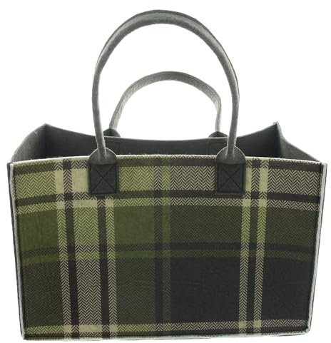 FRANK FLECHTWAREN Tasche Grün kariert, Filz Maße: 40 x 20 x 25 cm, GH 46 cm