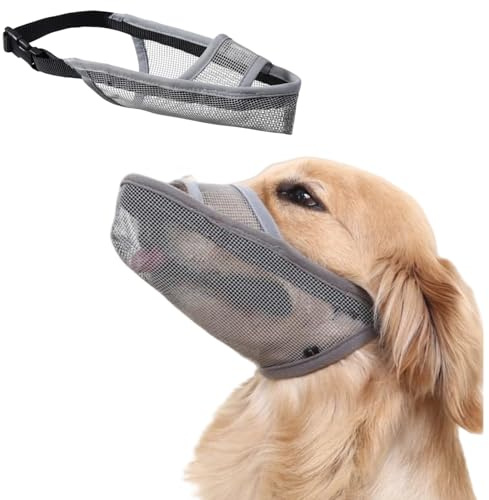 MUYYIKA Muzzle for Dogs, Soft Mesh Muzzle for Small, Nylon Mesh, Medium and Large Dogs, for Catching Biting, Licking and Chewing, Allows Panting and Drinking