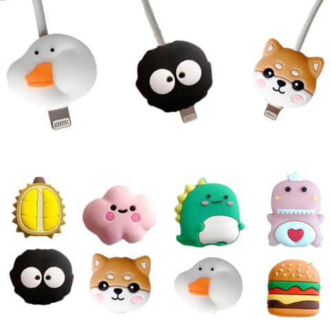 COYUN 8 Stück ladekabel Schutz, Früchte Tiere Kabelschutz, Kabel Schutz, Niedlich Tier beißt Kabel Saver Kabelbruchschutz Kunststoff Tiere Ladekabel Saver für Ladekabelschutz, knickschutz Kabel