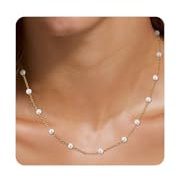 RWQIAN Perlen Halskette Damen Goldene Kette mit Perlenkette,Choker Goldkette mit Weiße Perlen Schmuck Geschenke Modeschmuck für Damen Mädchen