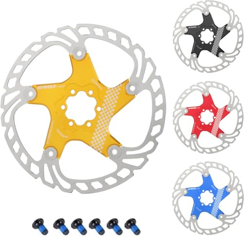 CYSKY Fahrrad Bremsscheibe mit 6 Schrauben 140mm/160mm/180mm/203mm CNC-gefräste Edelstahl Schwimmend Gelagerten Bremsscheiben für ebike, Rennrad, MTB, BMX, Fatbike, Gravel bike (Golden, 203mm)